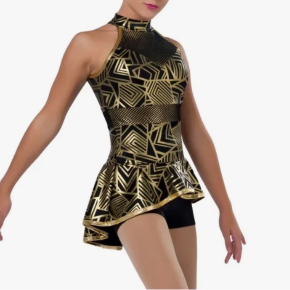 A Wish Come True Gold Geometric Dance Costume MA #562 Freedom Lot 190784